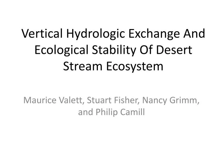 vertical hydrologic exchange and ecological stability of desert stream ecosystem