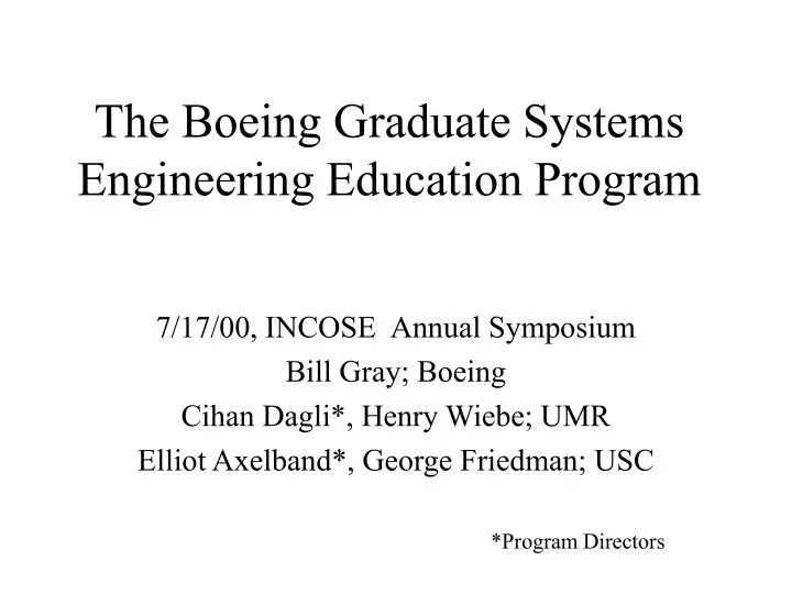 the boeing graduate systems engineering education program
