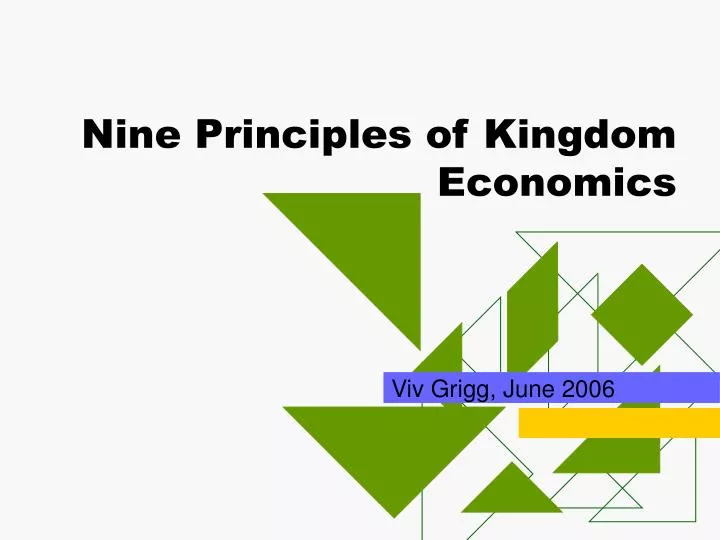 nine principles of kingdom economics
