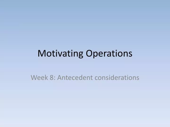 motivating operations