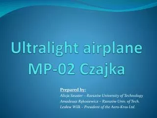 Ultralight airplane MP-02 Czajka
