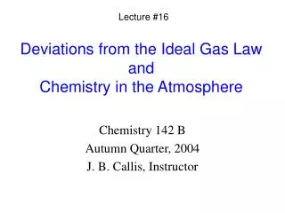 Deviations from the Ideal Gas Law and Chemistry in the Atmosphere