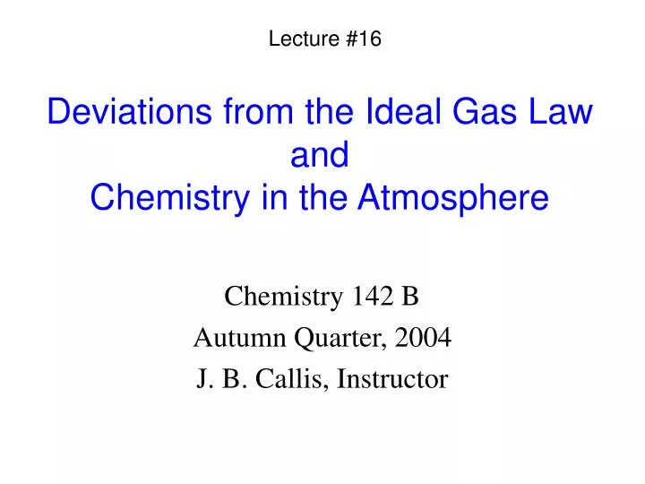 deviations from the ideal gas law and chemistry in the atmosphere