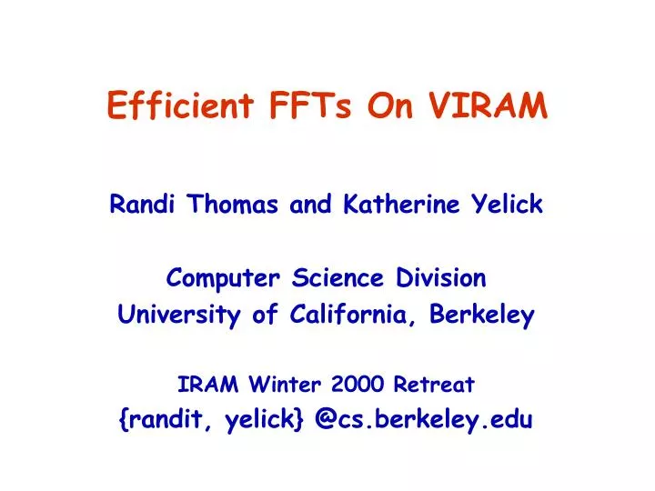 efficient ffts on viram