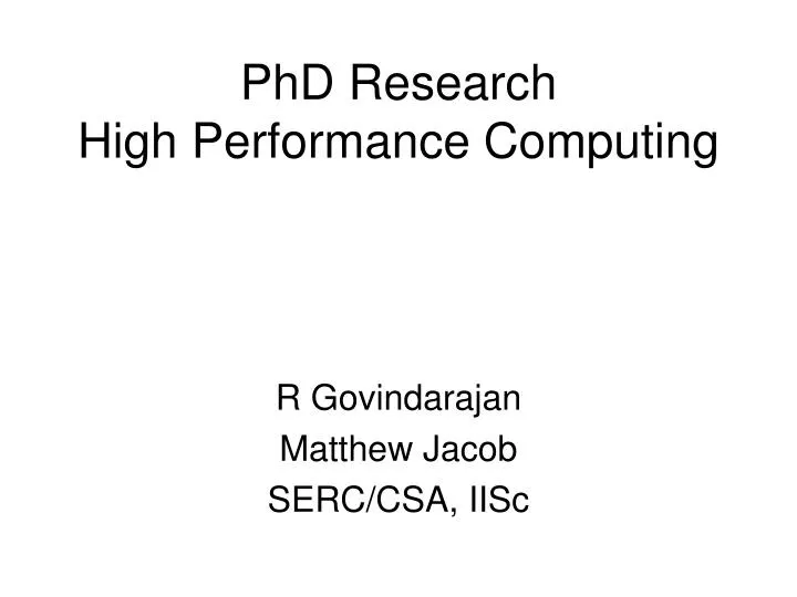 phd research high performance computing