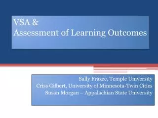 VSA &amp; Assessment of Learning Outcomes