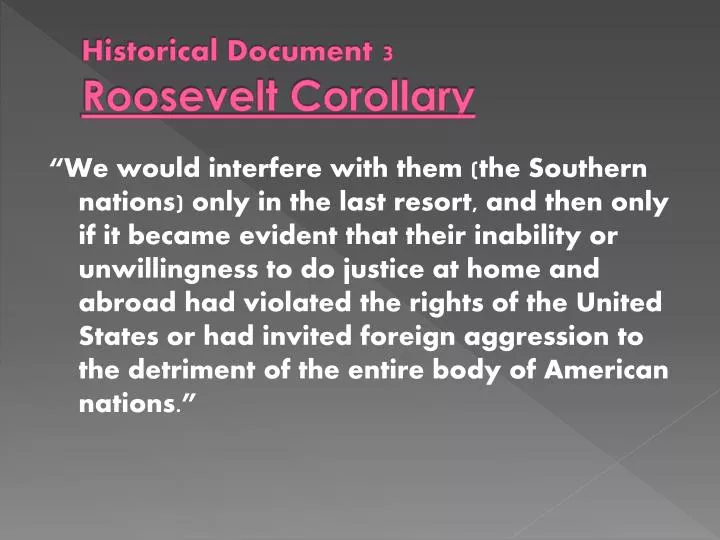 historical document 3 roosevelt corollary
