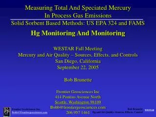 Hg Monitoring And Monitoring WESTAR Fall Meeting