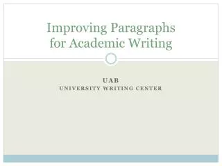 Improving Paragraphs for Academic Writing