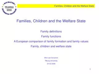 Families, Children and the Welfare State