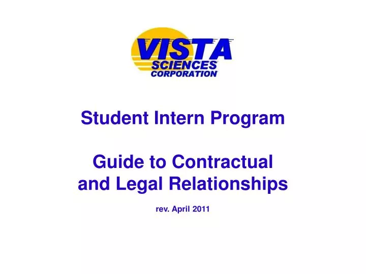 student intern program guide to contractual and legal relationships rev april 2011