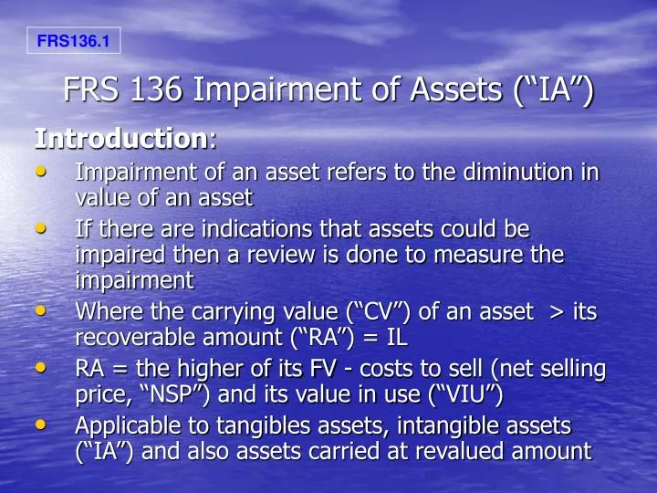 frs 136 impairment of assets ia