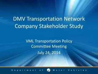 DMV Transportation Network Company Stakeholder Study