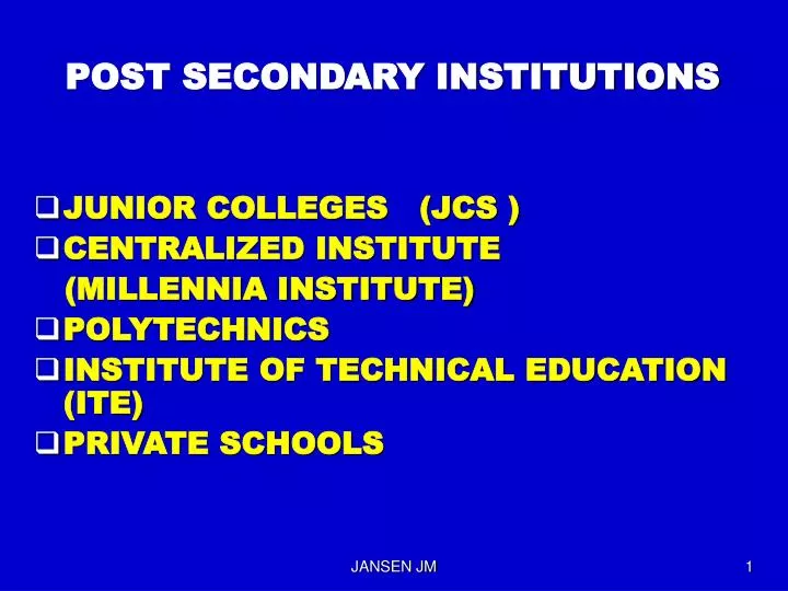 post secondary institutions