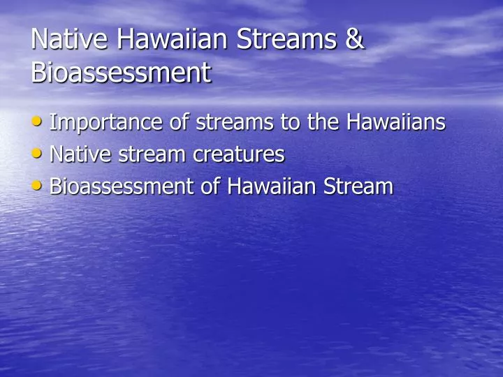 native hawaiian streams bioassessment