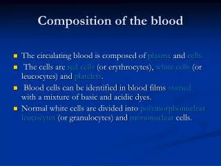Composition of the blood