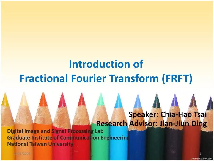 introduction of fractional fourier transform frft
