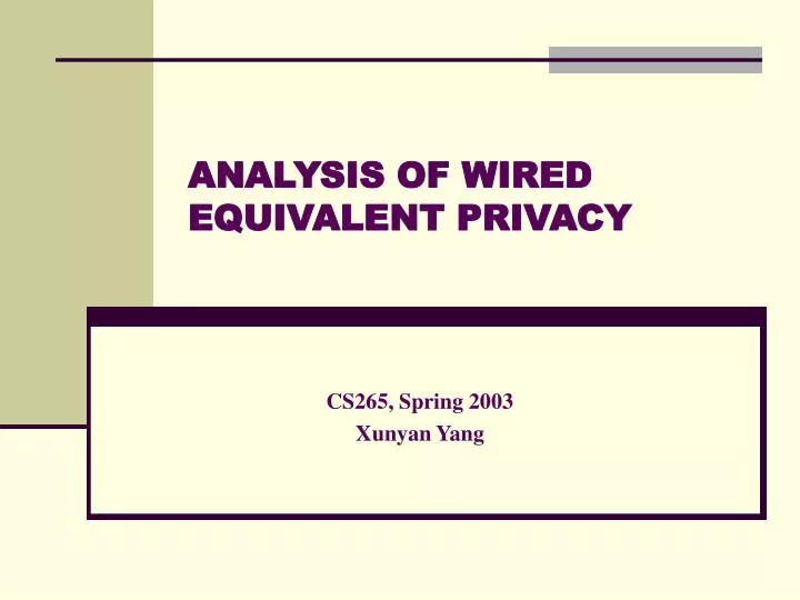 analysis of wired equivalent privacy