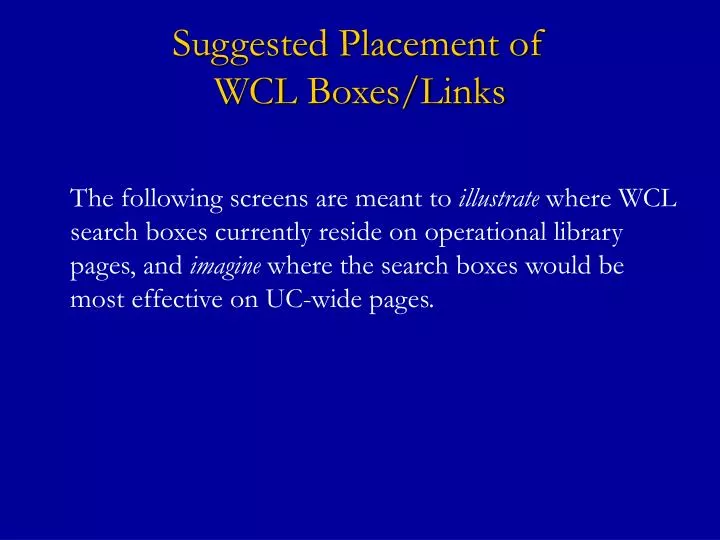 suggested placement of wcl boxes links