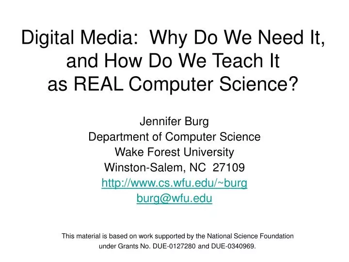 digital media why do we need it and how do we teach it as real computer science