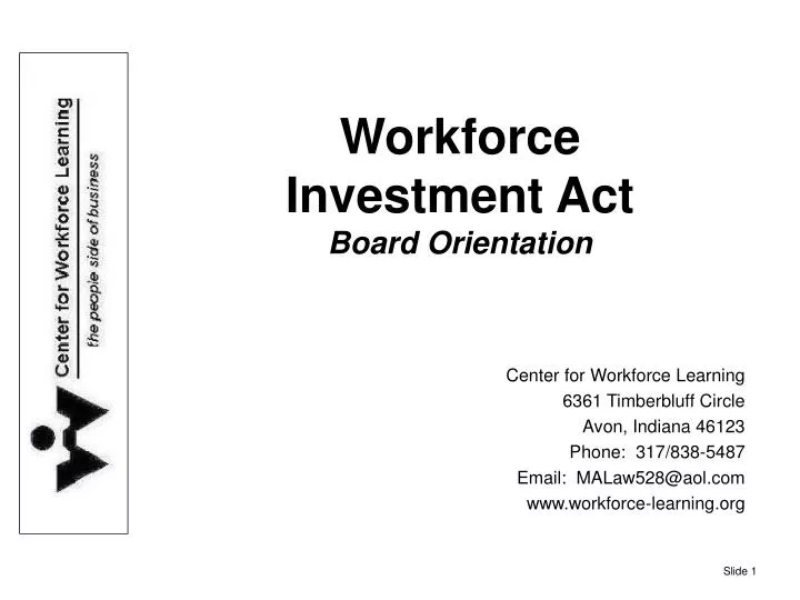 workforce investment act board orientation