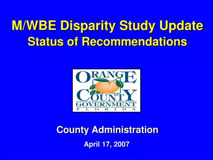 m wbe disparity study update status of recommendations