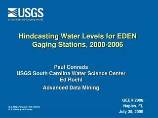 Hindcasting Water Levels for EDEN Gaging Stations, 2000-2006