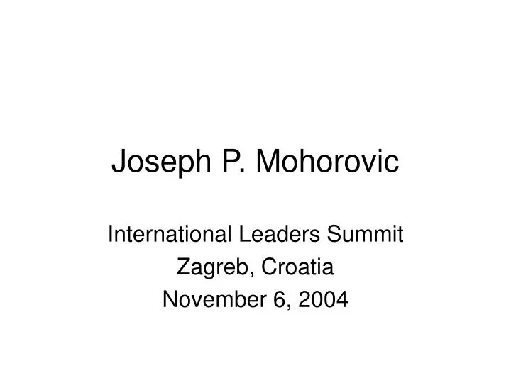 joseph p mohorovic
