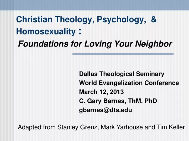 christian theology psychology homosexuality