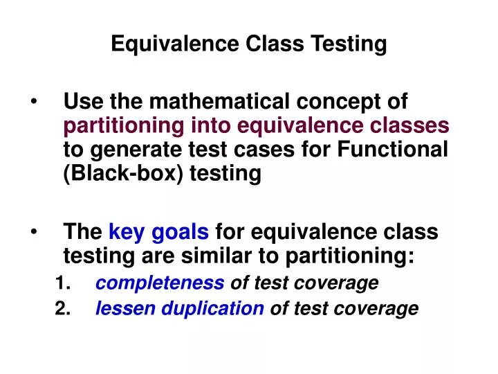 equivalence class testing