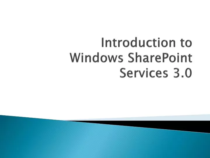 introduction to windows sharepoint services 3 0