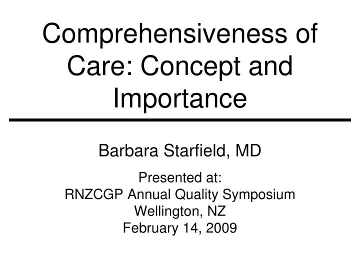 comprehensiveness of care concept and importance