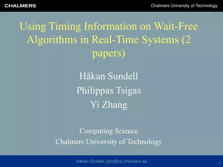 using timing information on wait free algorithms in real time systems 2 papers