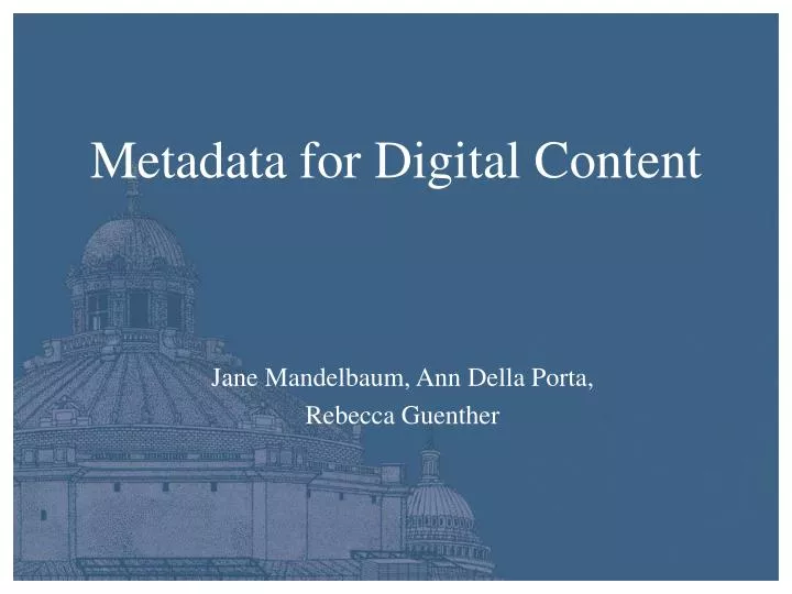 metadata for digital content