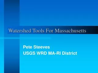 Watershed Tools For Massachusetts