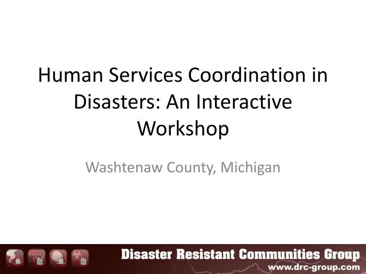 human services coordination in disasters an interactive workshop
