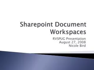 Sharepoint Document Workspaces