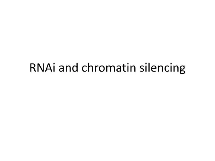 rnai and chromatin silencing