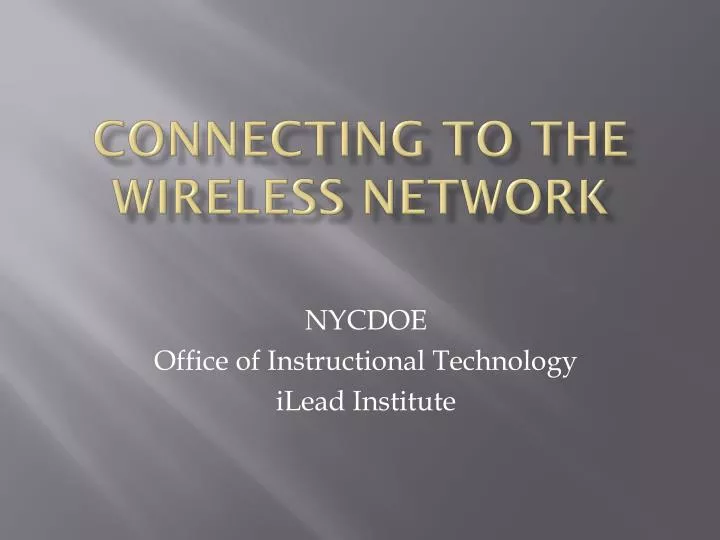 connecting to the wireless network