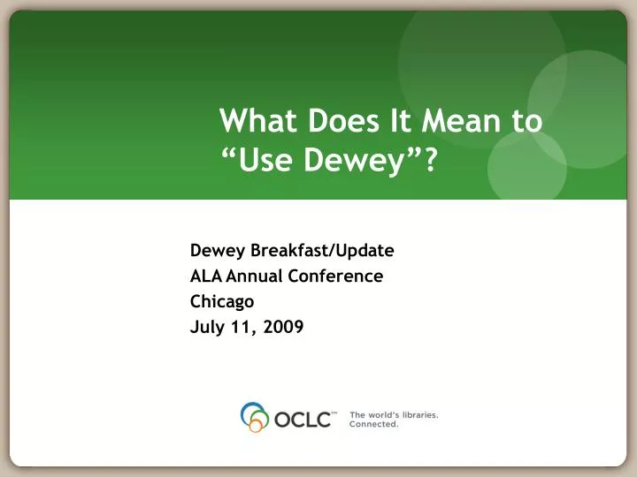 what does it mean to use dewey