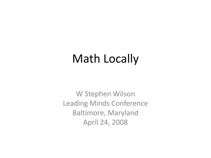 math locally