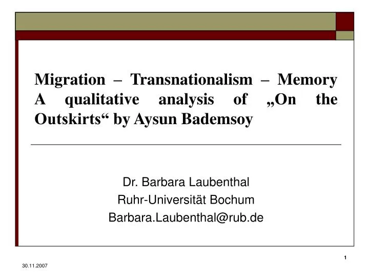 migration transnationalism memory a qualitative analysis of on the outskirts by aysun bademsoy