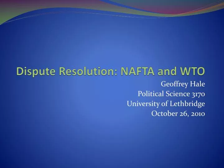 dispute resolution nafta and wto