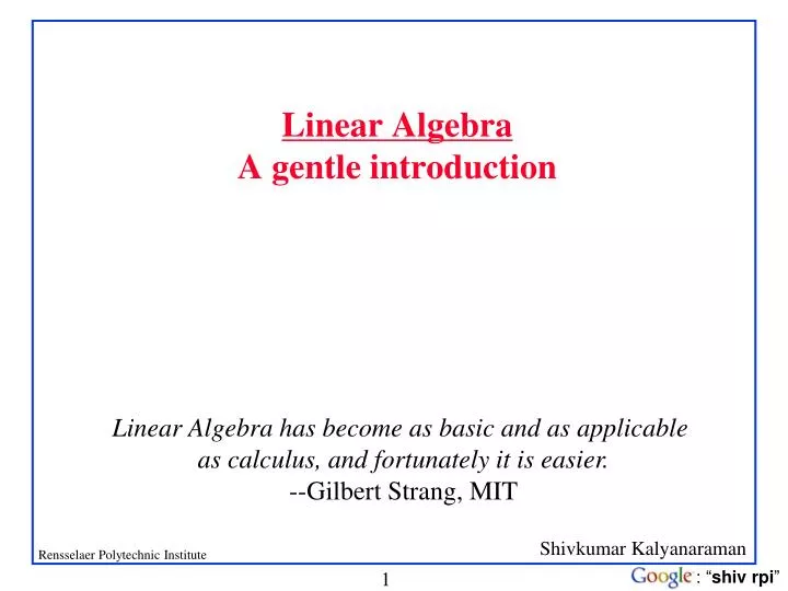 linear algebra a gentle introduction