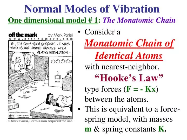 normal modes of vibration one dimensional model 1 the monatomic chain