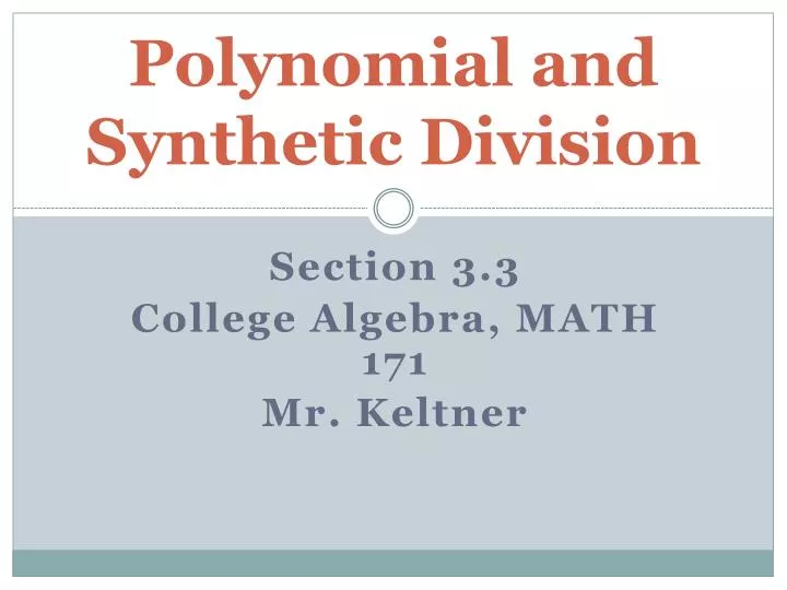 polynomial and synthetic division