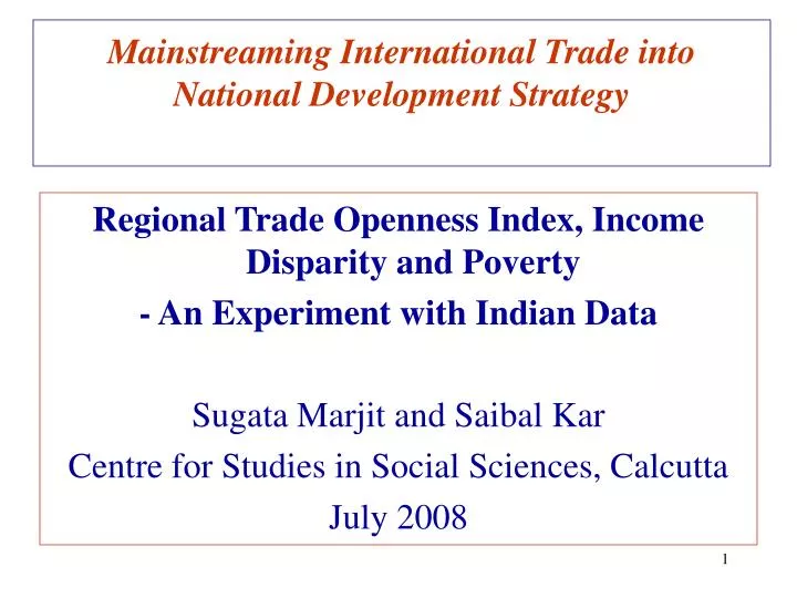 mainstreaming international trade into national development strategy