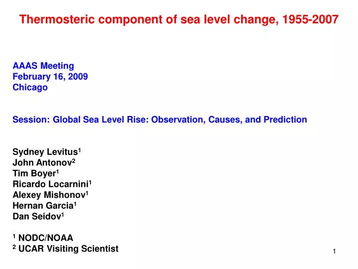 thermosteric component of sea level change 1955 2007