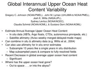 Global Interannual Upper Ocean Heat Content Variability