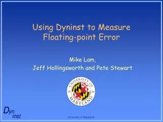 Using Dyninst to Measure Floating-point Error